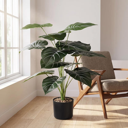 Fake Plants 40" Artificial Monstera Tree Plant Indoor with 18 Trunks Faux Greenery Potted Green Décor for Home Office Bathroom Farmhouse