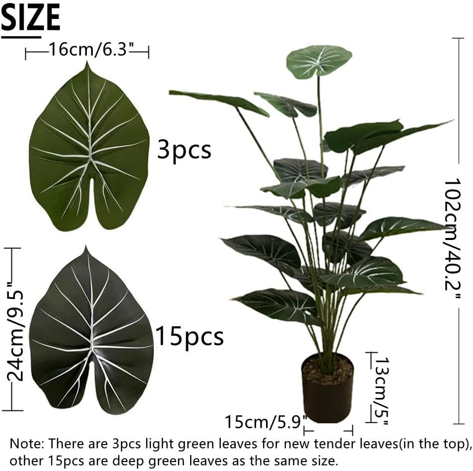 Fake Plants 40" Artificial Monstera Tree Plant Indoor with 18 Trunks Faux Greenery Potted Green Décor for Home Office Bathroom Farmhouse
