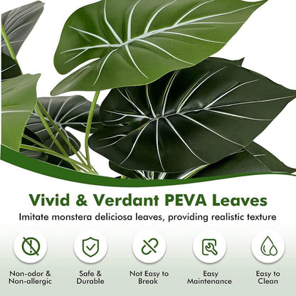 Fake Plants 40" Artificial Monstera Tree Plant Indoor with 18 Trunks Faux Greenery Potted Green Décor for Home Office Bathroom Farmhouse