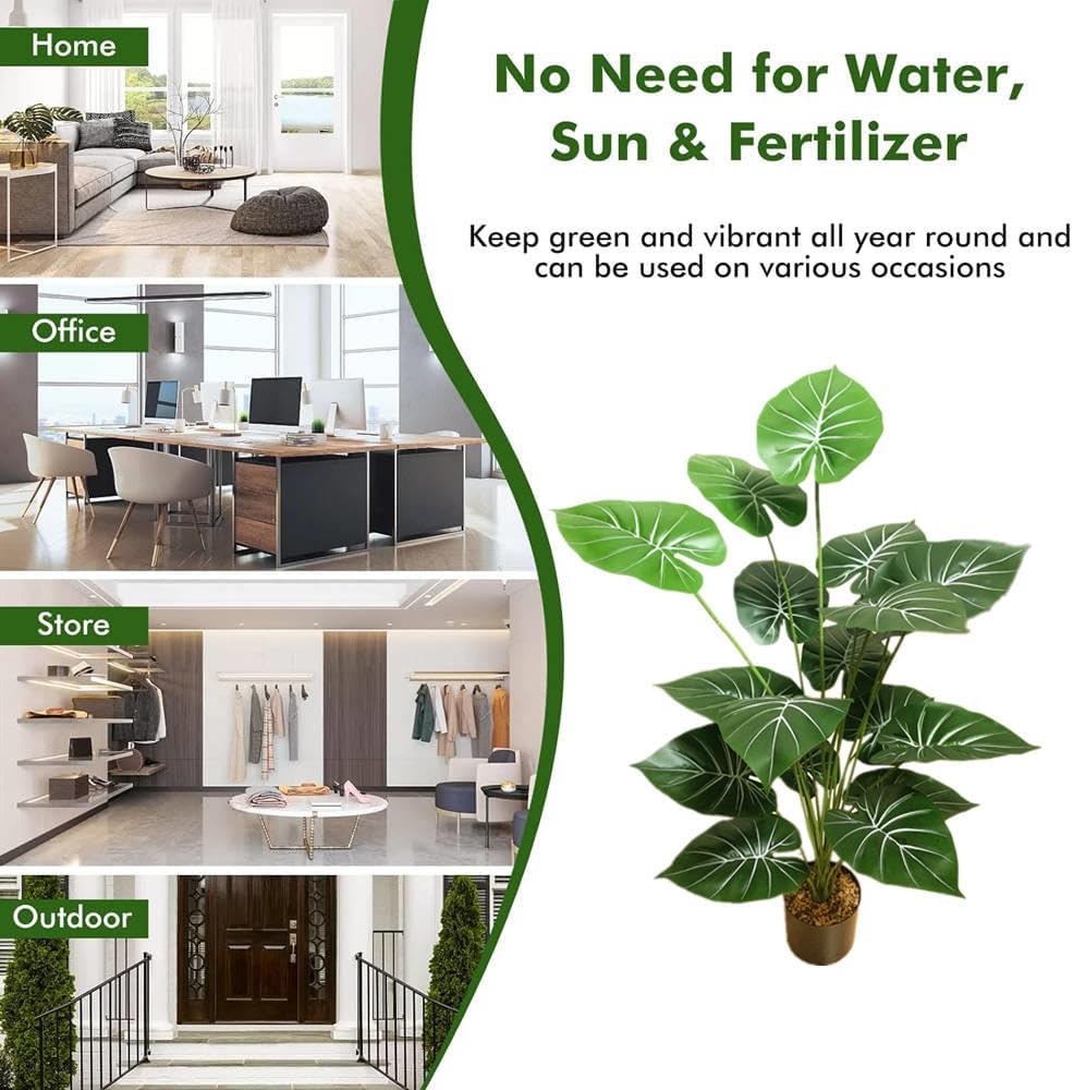 Fake Plants 40" Artificial Monstera Tree Plant Indoor with 18 Trunks Faux Greenery Potted Green Décor for Home Office Bathroom Farmhouse
