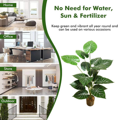 Fake Plants 40" Artificial Monstera Tree Plant Indoor with 18 Trunks Faux Greenery Potted Green Décor for Home Office Bathroom Farmhouse