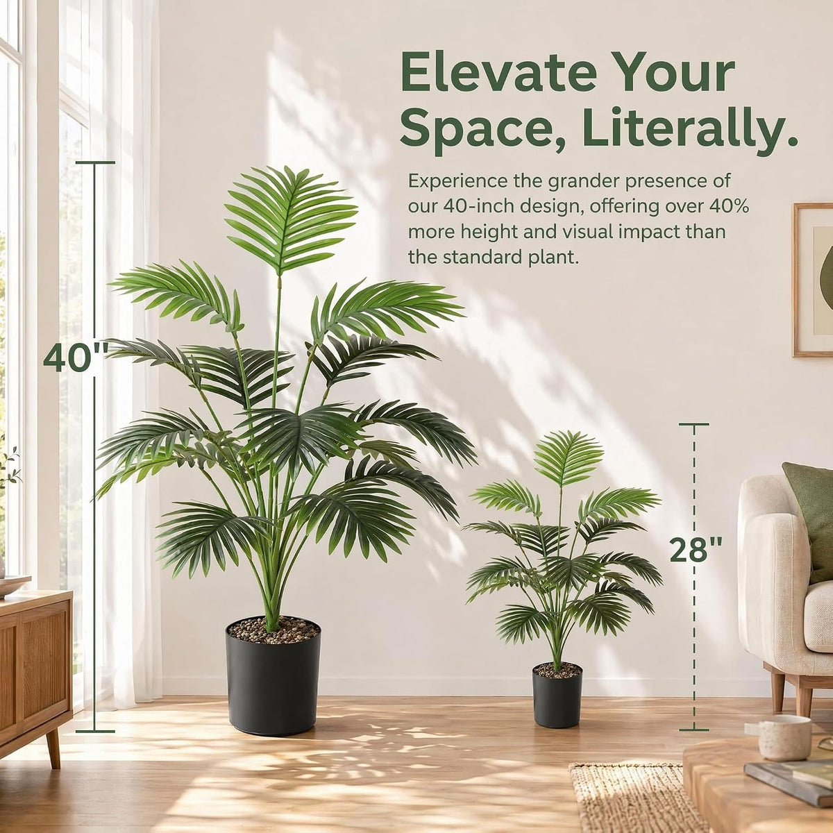 Fake Plants 40" Artificial Monstera Tree Plant Indoor with 18 Trunks Faux Greenery Potted Green Décor for Home Office Bathroom Farmhouse