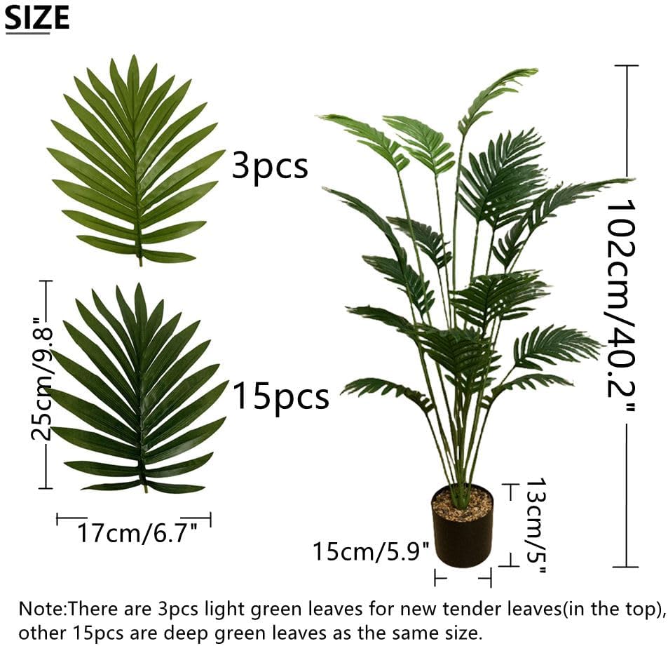Fake Plants 40" Artificial Monstera Tree Plant Indoor with 18 Trunks Faux Greenery Potted Green Décor for Home Office Bathroom Farmhouse