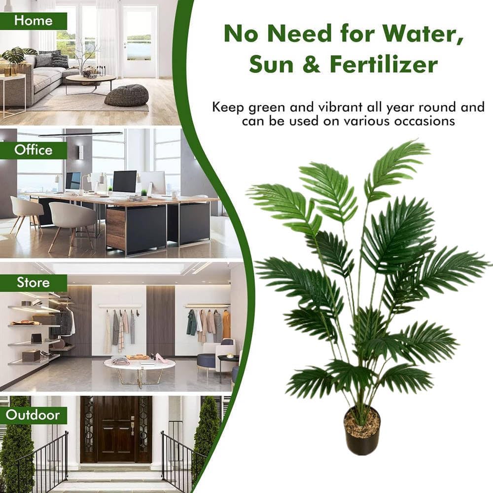 Fake Plants 40" Artificial Monstera Tree Plant Indoor with 18 Trunks Faux Greenery Potted Green Décor for Home Office Bathroom Farmhouse