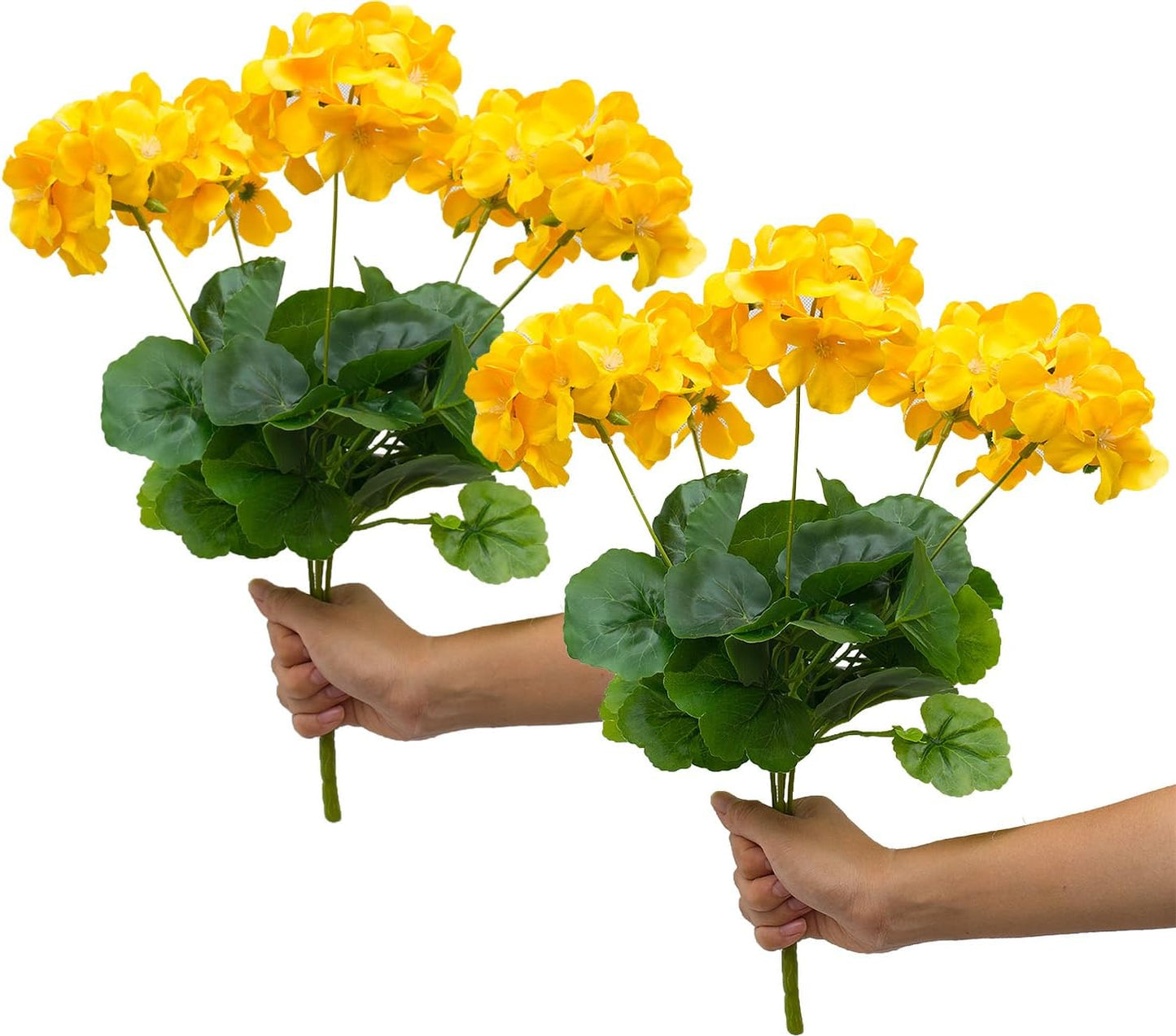 18'' Artificial Geraniums Silk Flowers Plants Realistic for Home Outdoor Decor Garden (2, Ruby Red)