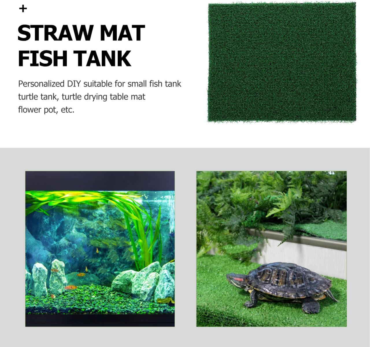 Fish Tank Simulation Turf Mat 11.81 Inch Artificial Turf for Turtle Basking Platform Aquarium and Flowerpot Mat Home Landscaping
