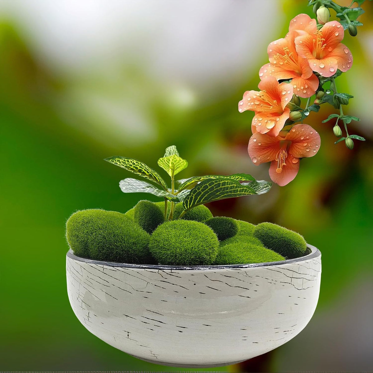 Artificial Moss Rocks Moss Stones Green Moss Balls 20 PCS 2 Sizes Fake Faux Green Moss Decor for Fairy Gardens Floral Arrangements Craft Plants Indoor Planter Table Weddings Parties