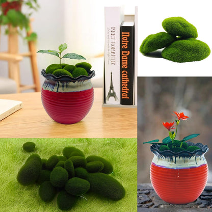 Artificial Moss Rocks Moss Stones Green Moss Balls 20 PCS 2 Sizes Fake Faux Green Moss Decor for Fairy Gardens Floral Arrangements Craft Plants Indoor Planter Table Weddings Parties