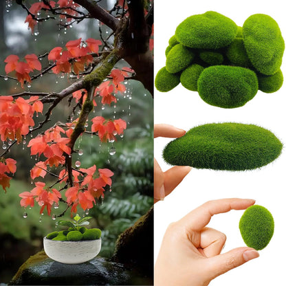 Artificial Moss Rocks Moss Stones Green Moss Balls 20 PCS 2 Sizes Fake Faux Green Moss Decor for Fairy Gardens Floral Arrangements Craft Plants Indoor Planter Table Weddings Parties