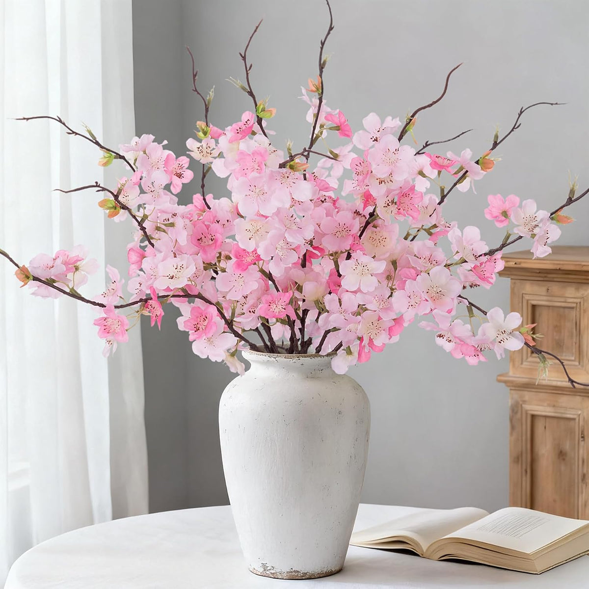 INXUGAO Artificial Cherry Blossom Branches Decor Fake Flowers Indoor