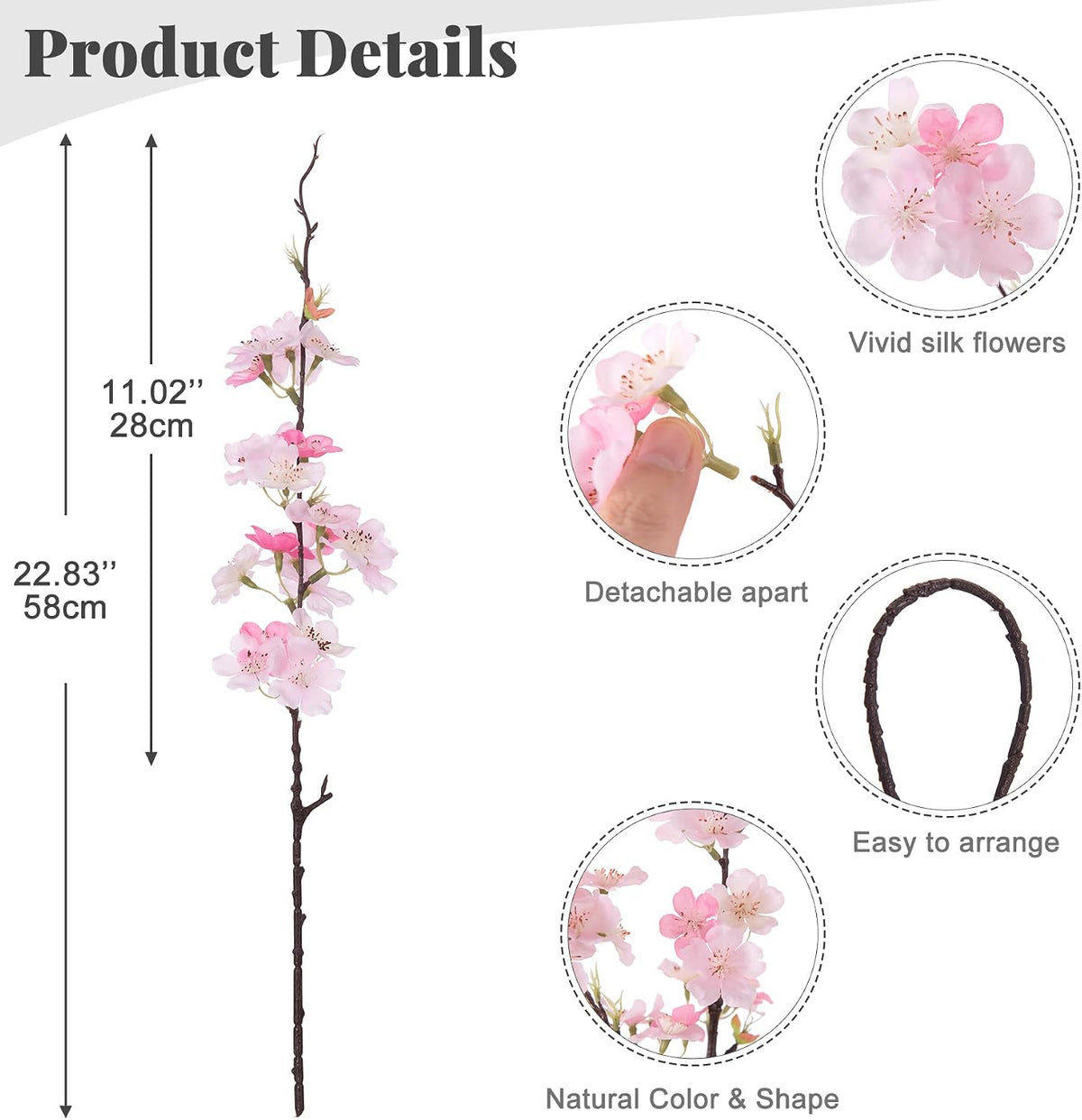 INXUGAO Artificial Cherry Blossom Branches Decor Fake Flowers Indoor