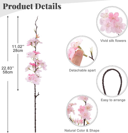 INXUGAO Artificial Cherry Blossom Branches Decor Fake Flowers Indoor