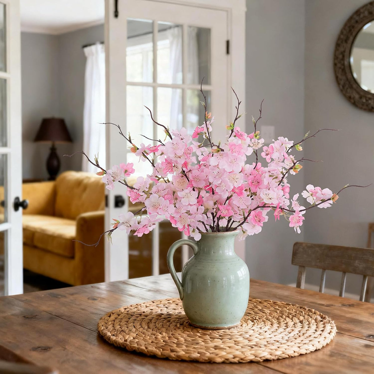 INXUGAO Artificial Cherry Blossom Branches Decor Fake Flowers Indoor