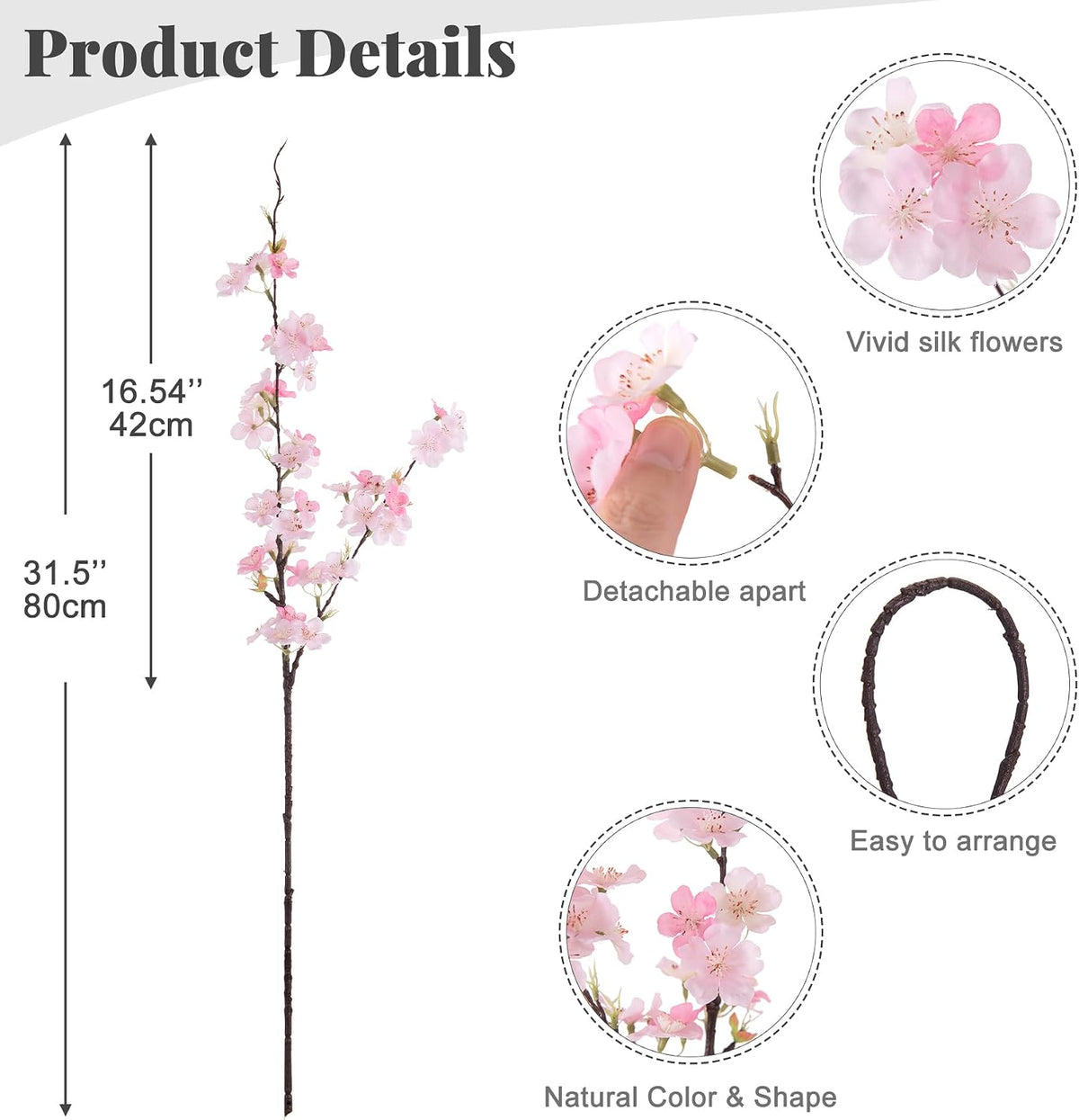 INXUGAO Artificial Cherry Blossom Branches Decor Fake Flowers Indoor