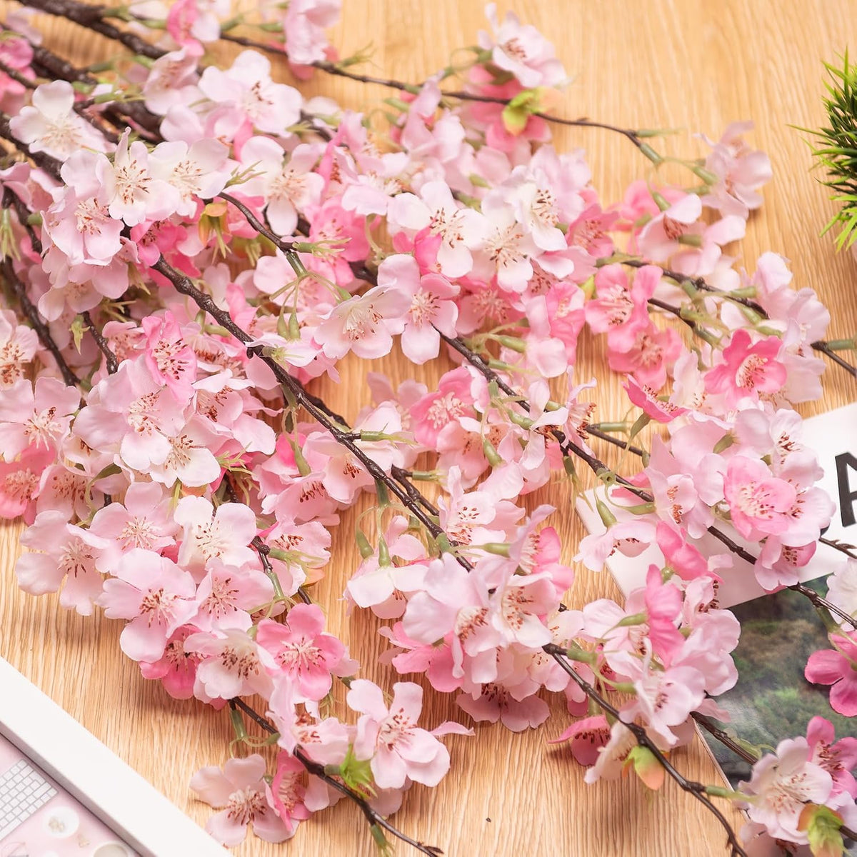 INXUGAO Artificial Cherry Blossom Branches Decor Fake Flowers Indoor