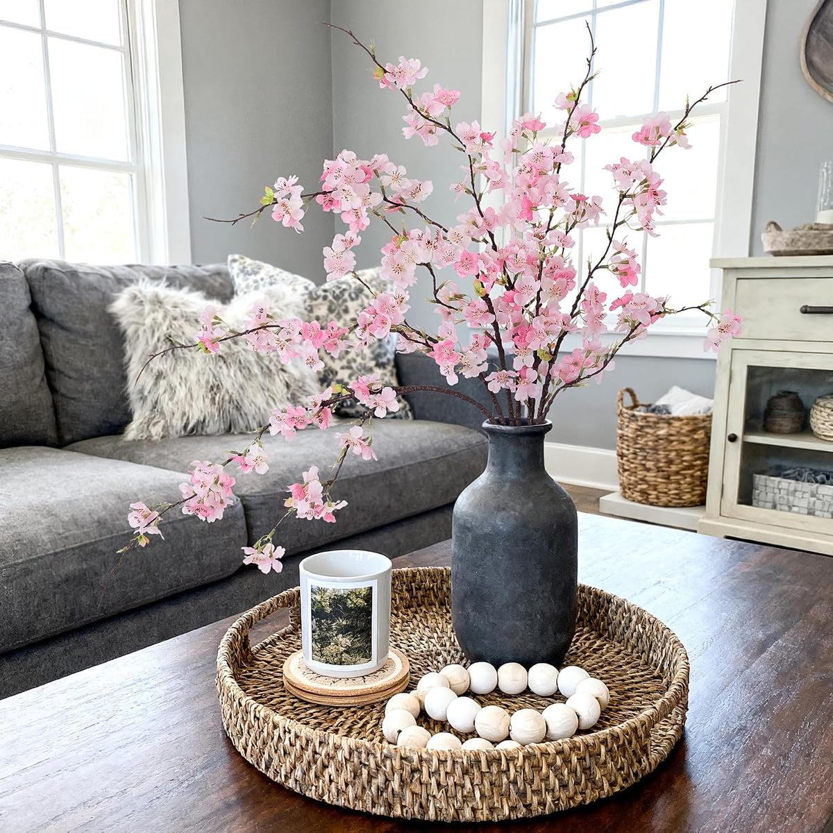 INXUGAO Artificial Cherry Blossom Branches Decor Fake Flowers Indoor