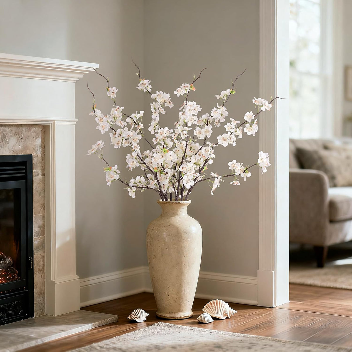 INXUGAO Artificial Cherry Blossom Branches Decor Fake Flowers Indoor