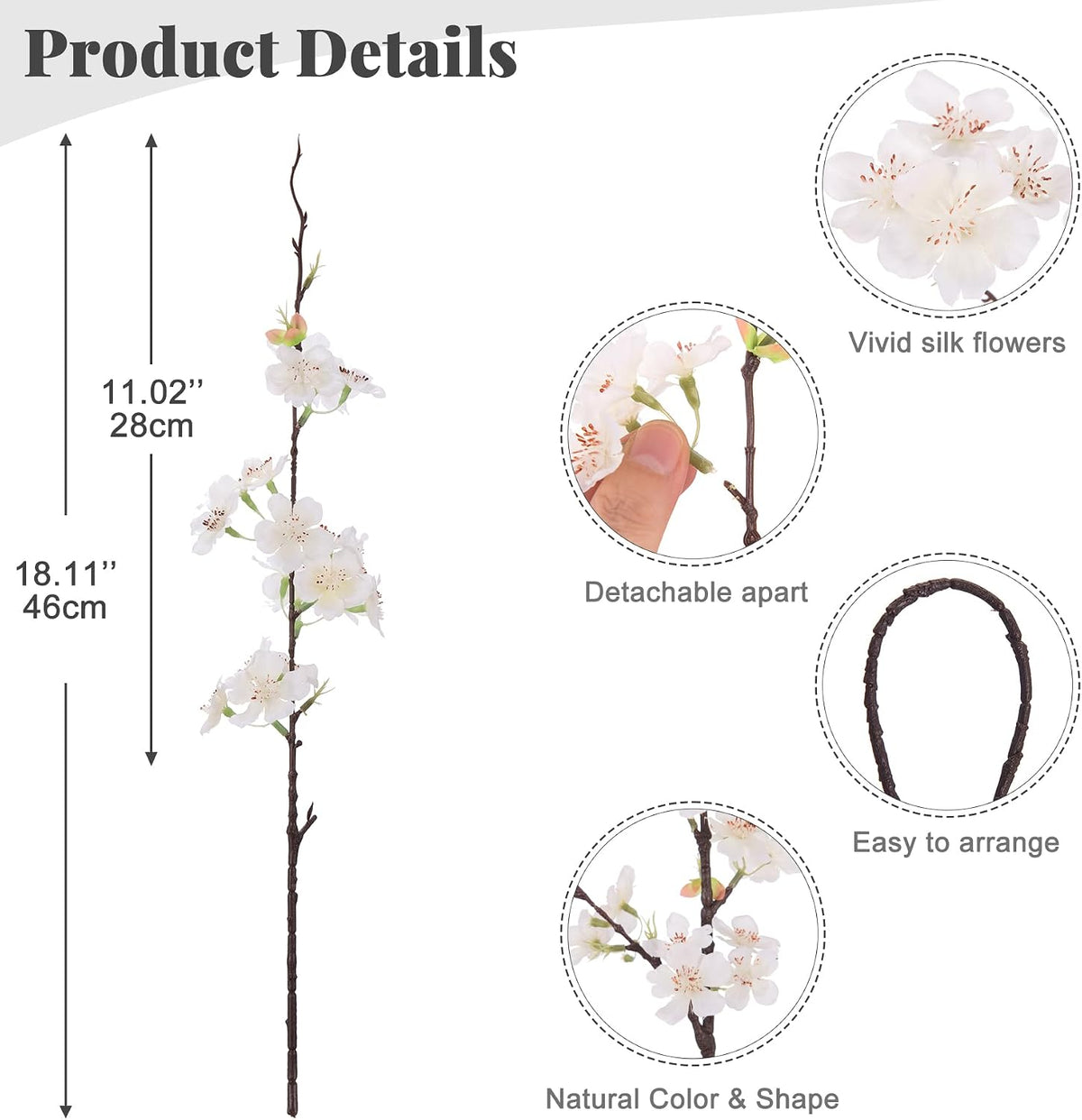 INXUGAO Artificial Cherry Blossom Branches Decor Fake Flowers Indoor
