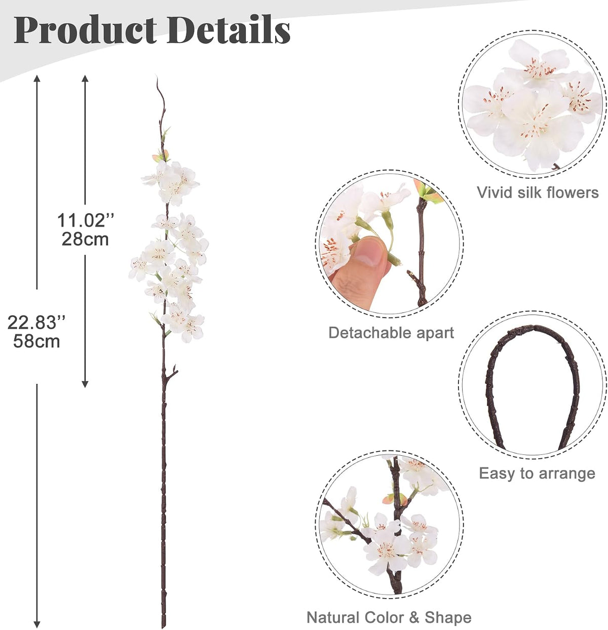 INXUGAO Artificial Cherry Blossom Branches Decor Fake Flowers Indoor