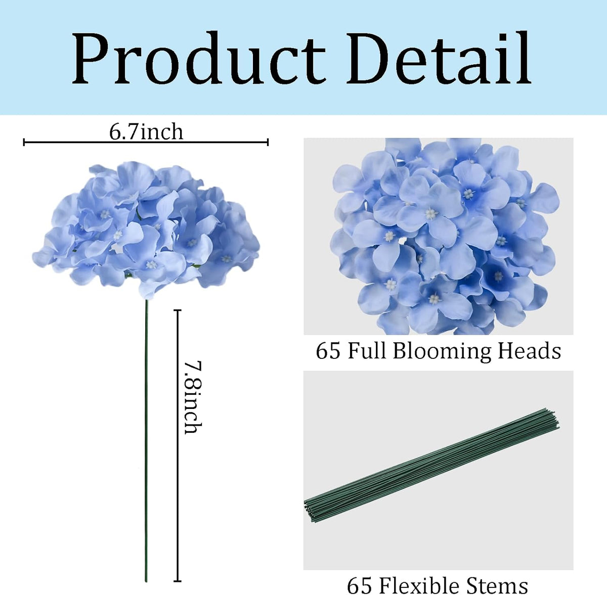 Blue Hydrangea Artificial Flowers Bulk for Home Decor