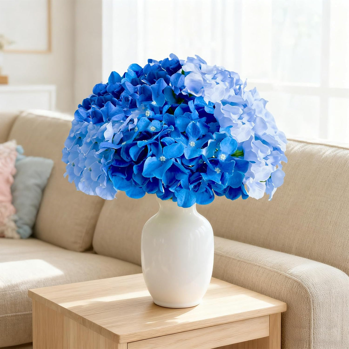Blue Hydrangea Artificial Flowers Bulk for Home Decor