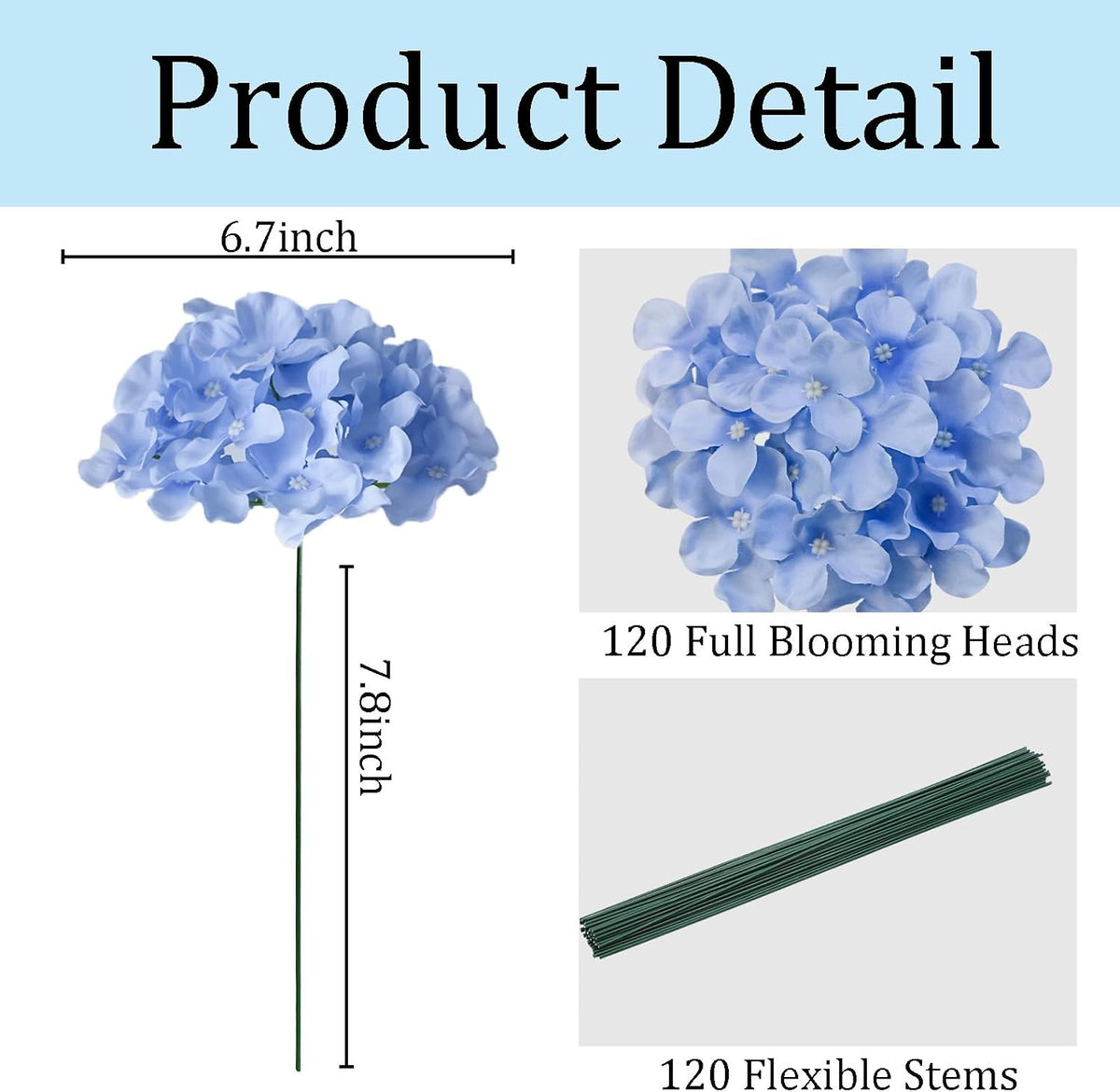 Blue Hydrangea Artificial Flowers Bulk for Home Decor