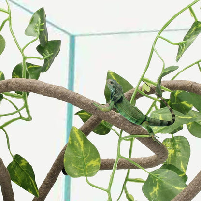 8FT Reptile Vines and Flexible Reptile Leaves with Suction Cups Jungle Climber Long Vines Habitat Decor for Climbing, Chameleon, Lizards, Gecko