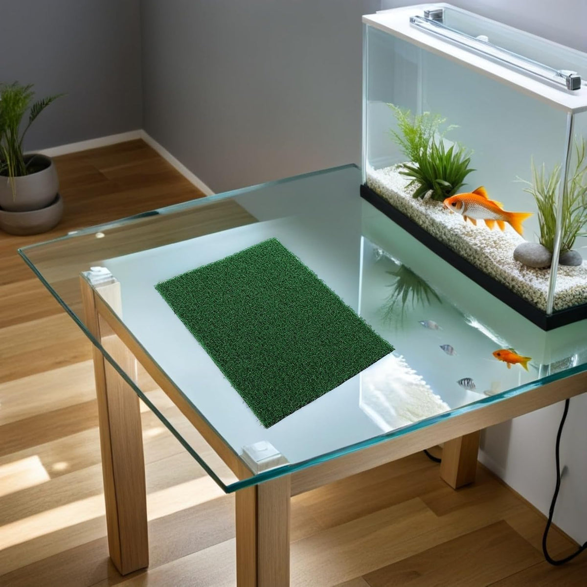 UKCOCO 2pcs Aquarium Grass Carpet for Fish Tank and Reptile Terrarium, Artificial Resin Turf Mat with Effortless Maintenance and Versatile Application, for Turtle Terrace Ramp