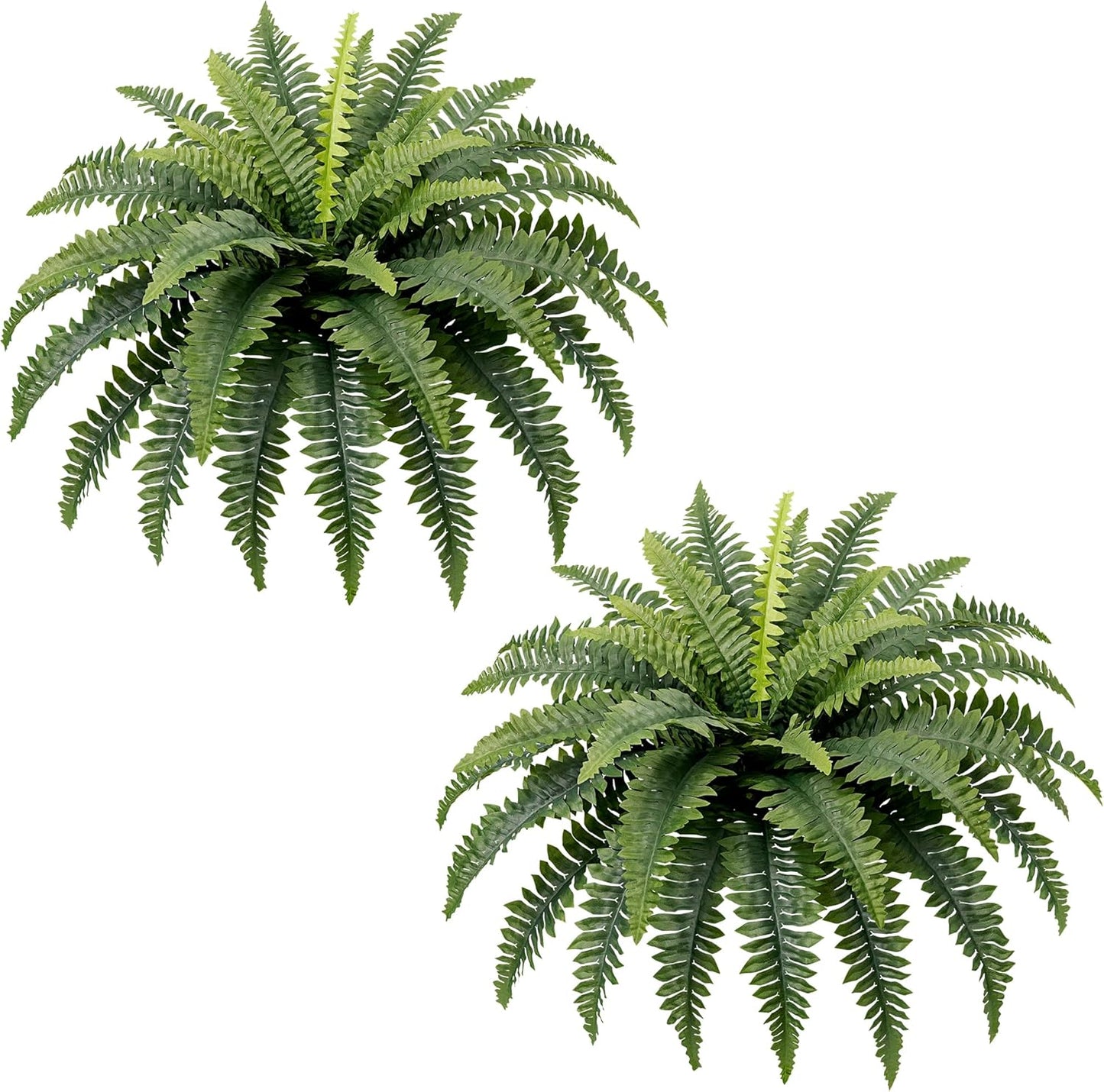 Fake Ferns, 35IN Large Fake Bush Plants, 2 Artificial Boston Ferns with 39 Fronds for Outdoor Hanging Planter Garden Porch Entrance Home Decor