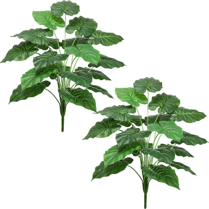 Artificial Faux Alocasia Tree Leave Plants - 2PCS 28'' Tall Fake Alocasia Leaf Plant Indoor Outdoor, Large Faux Floor Plant for Living Room Bathroom Bedroom Plants Decor, Farmhouse Home House Decor