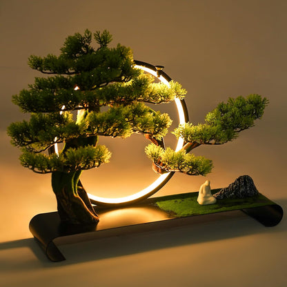 Realistic Simulation Bonsai Tree with LED Light, Zen Desktop Decoration for Home & Office, Artificial Pine Bonsai with Adjustable Brightness, for Stress Relief & Meditation