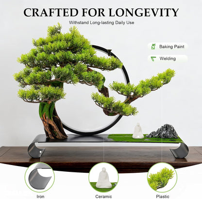 Realistic Simulation Bonsai Tree with LED Light, Zen Desktop Decoration for Home & Office, Artificial Pine Bonsai with Adjustable Brightness, for Stress Relief & Meditation