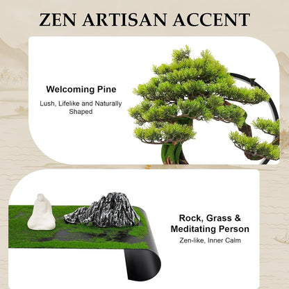 Realistic Simulation Bonsai Tree with LED Light, Zen Desktop Decoration for Home & Office, Artificial Pine Bonsai with Adjustable Brightness, for Stress Relief & Meditation
