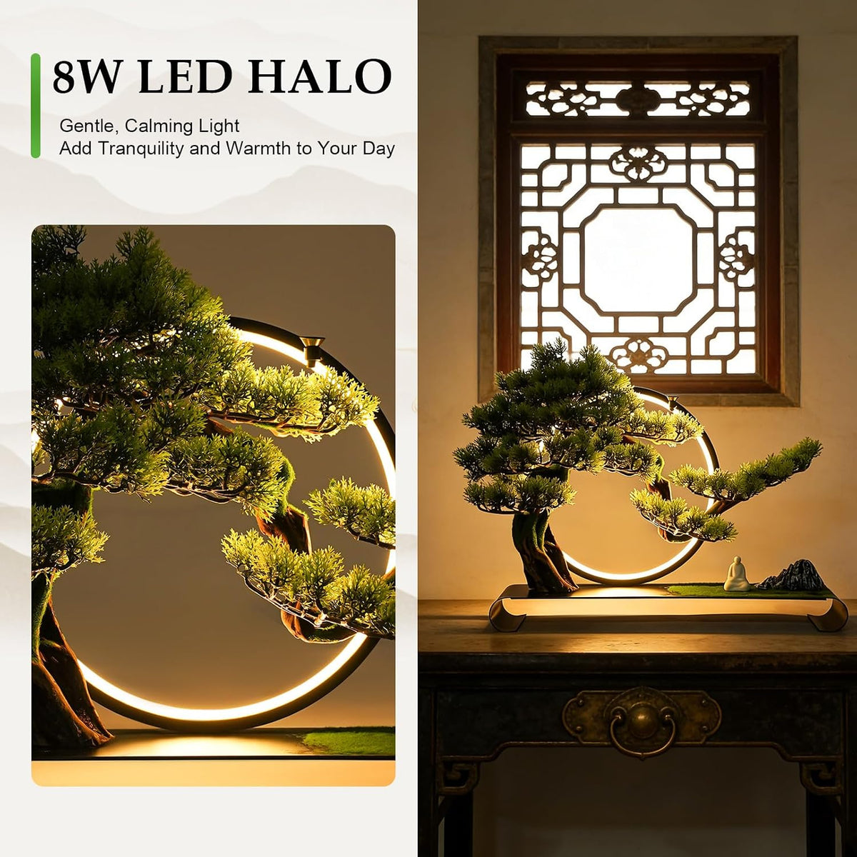 Realistic Simulation Bonsai Tree with LED Light, Zen Desktop Decoration for Home & Office, Artificial Pine Bonsai with Adjustable Brightness, for Stress Relief & Meditation