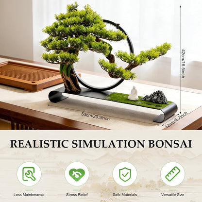 Realistic Simulation Bonsai Tree with LED Light, Zen Desktop Decoration for Home & Office, Artificial Pine Bonsai with Adjustable Brightness, for Stress Relief & Meditation