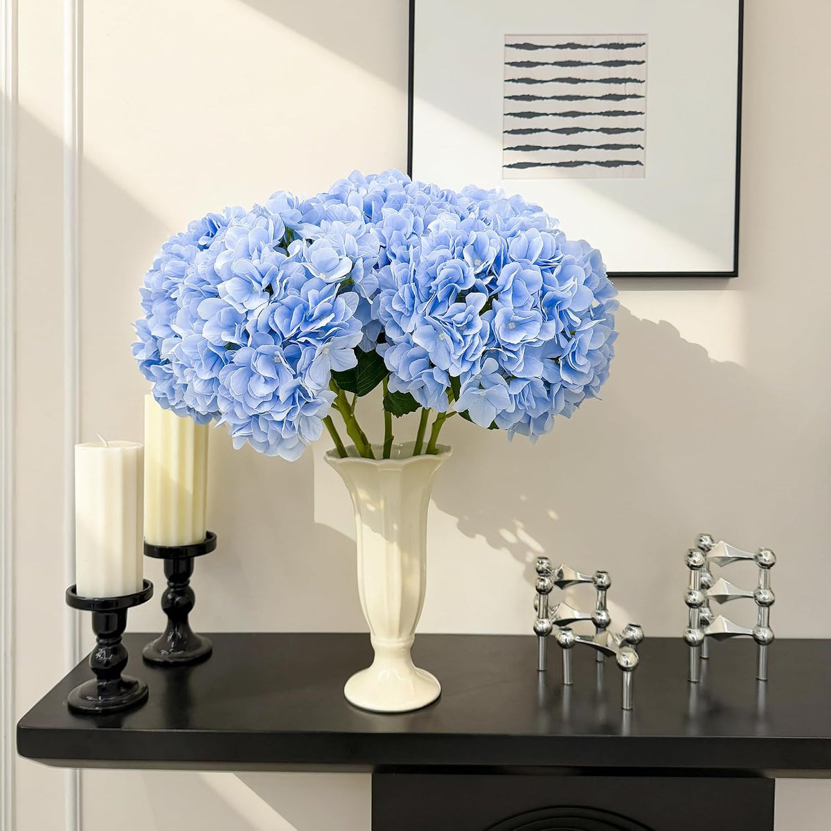 6 PCS Hydrangea Artificial Flowers, Fake Flowers, Suitable for Wedding Decorations, Home Decorations, Garden Decorations, Party Decorations, Table Decorations, Centerpiece Arrangements (Light Blue)
