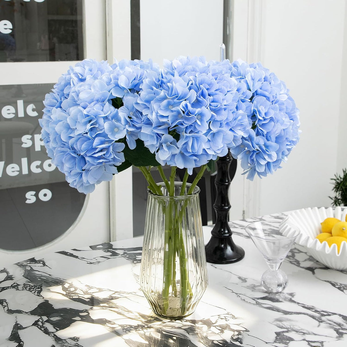 6 PCS Hydrangea Artificial Flowers, Fake Flowers, Suitable for Wedding Decorations, Home Decorations, Garden Decorations, Party Decorations, Table Decorations, Centerpiece Arrangements (Light Blue)