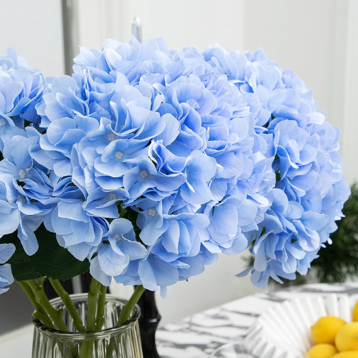 6 PCS Hydrangea Artificial Flowers, Fake Flowers, Suitable for Wedding Decorations, Home Decorations, Garden Decorations, Party Decorations, Table Decorations, Centerpiece Arrangements (Light Blue)