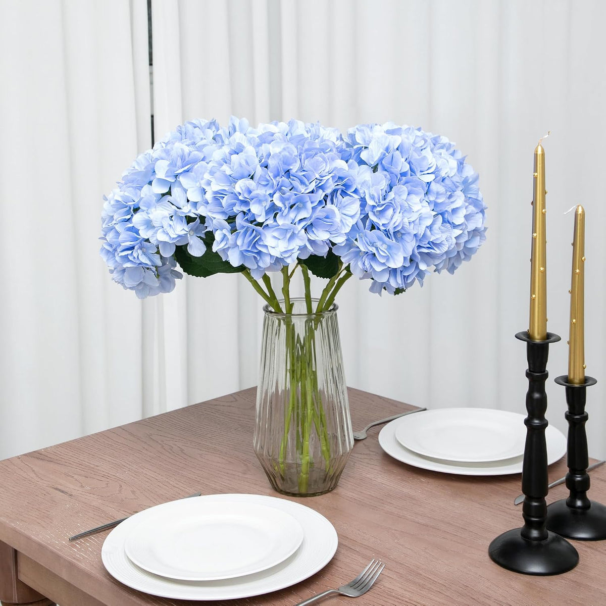 6 PCS Hydrangea Artificial Flowers, Fake Flowers, Suitable for Wedding Decorations, Home Decorations, Garden Decorations, Party Decorations, Table Decorations, Centerpiece Arrangements (Light Blue)