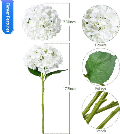 6 PCS Hydrangea Artificial Flowers, Fake Flowers, Suitable for Wedding Decorations, Home Decorations, Garden Decorations, Party Decorations, Table Decorations, Centerpiece Arrangements (Light Blue)