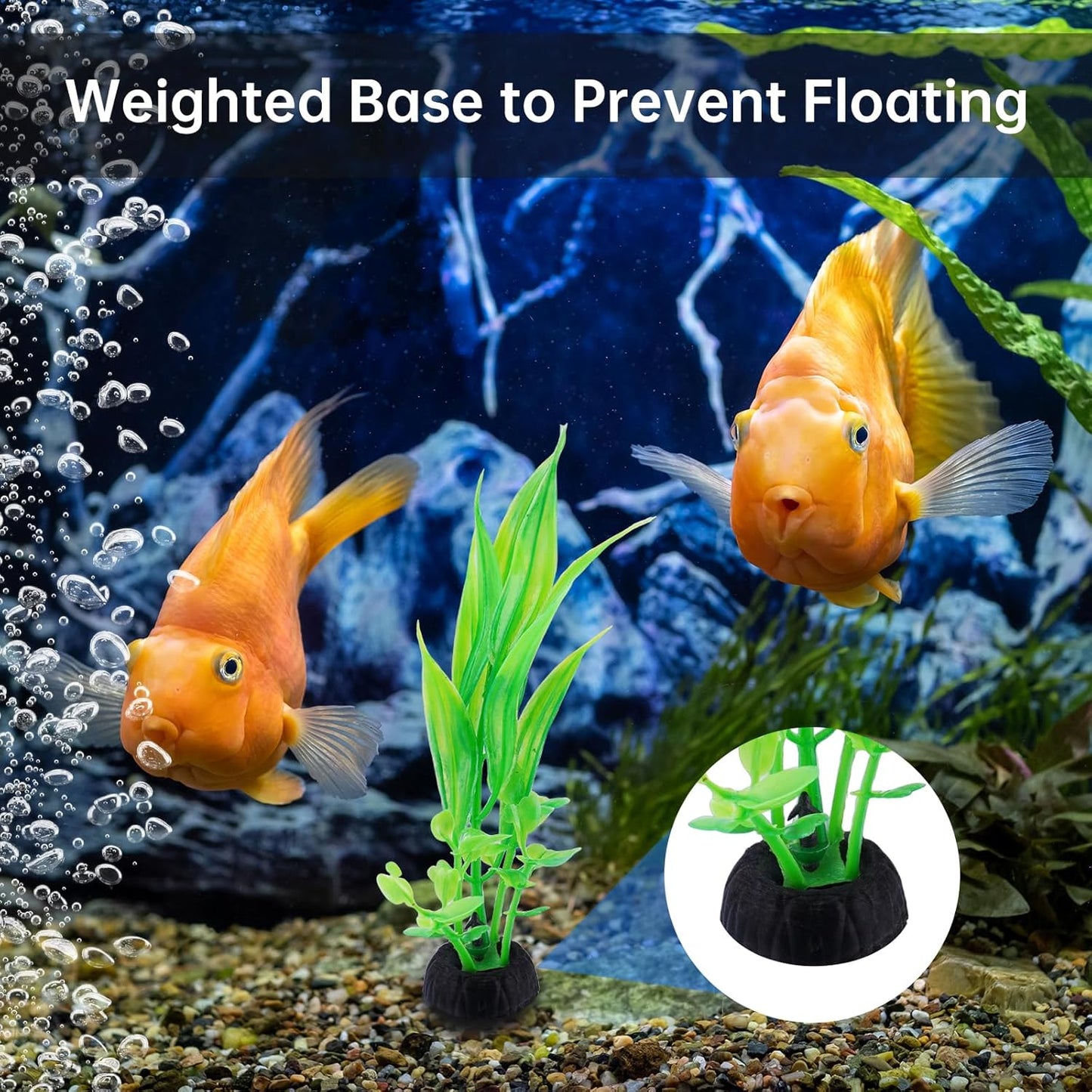 9PCS Realistic Aquarium Artificial Plant Decoration Set, Weighted Base Driftwood, Rock Mountain & Aquatic Plants, Non-Fading Aquascape Greenery Ornaments for Freshwater or Saltwater Fish Tanks