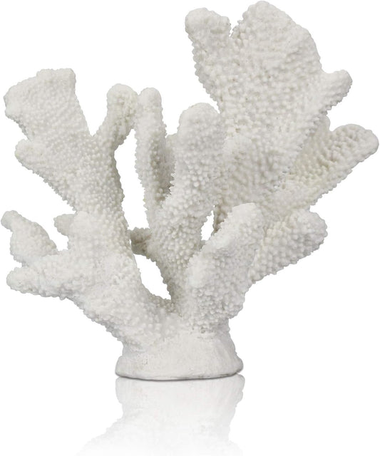 White Coral Reef Decor, Faux Artificial Coral Statue, Nautical Decor for Beach Theme Home, Wedding, Tabletop Decoration for Home Living Room Decor