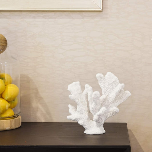 White Coral Reef Decor, Faux Artificial Coral Statue, Nautical Decor for Beach Theme Home, Wedding, Tabletop Decoration for Home Living Room Decor