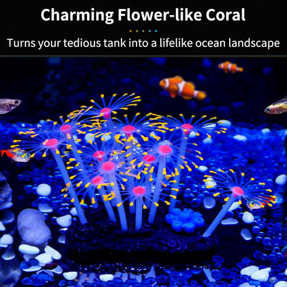 Glowing Effect Artificial Coral Plant for Fish Tank, Decorative Aquarium Ornament, Orange