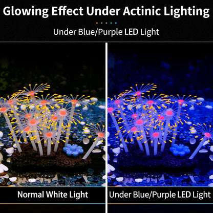 Glowing Effect Artificial Coral Plant for Fish Tank, Decorative Aquarium Ornament, Orange