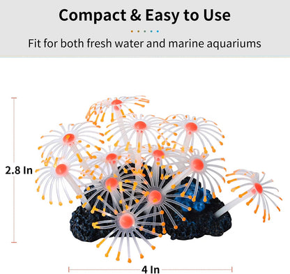 Glowing Effect Artificial Coral Plant for Fish Tank, Decorative Aquarium Ornament, Orange