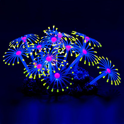 Glowing Effect Artificial Coral Plant for Fish Tank, Decorative Aquarium Ornament, Orange