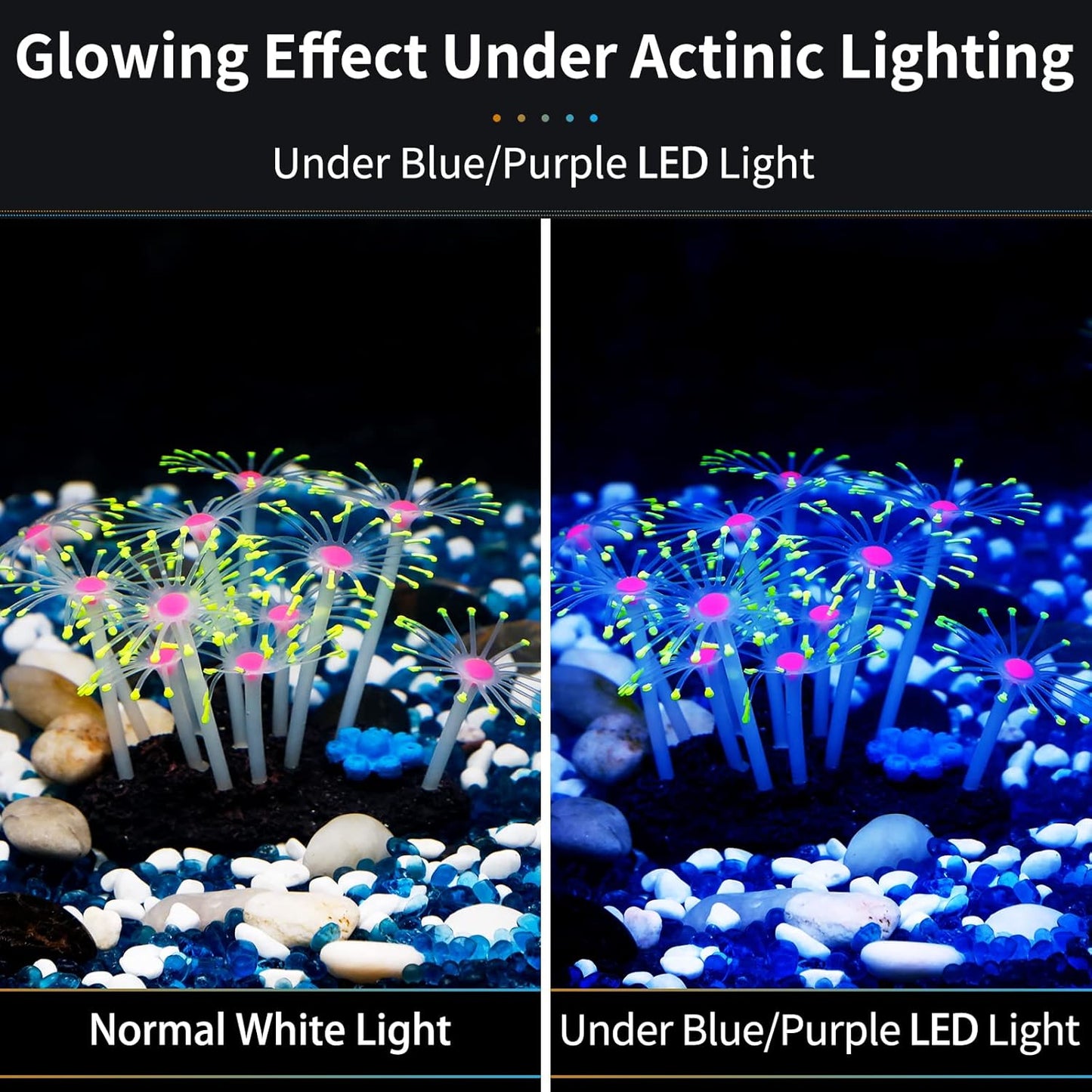 Glowing Effect Artificial Coral Plant for Fish Tank, Decorative Aquarium Ornament, Orange