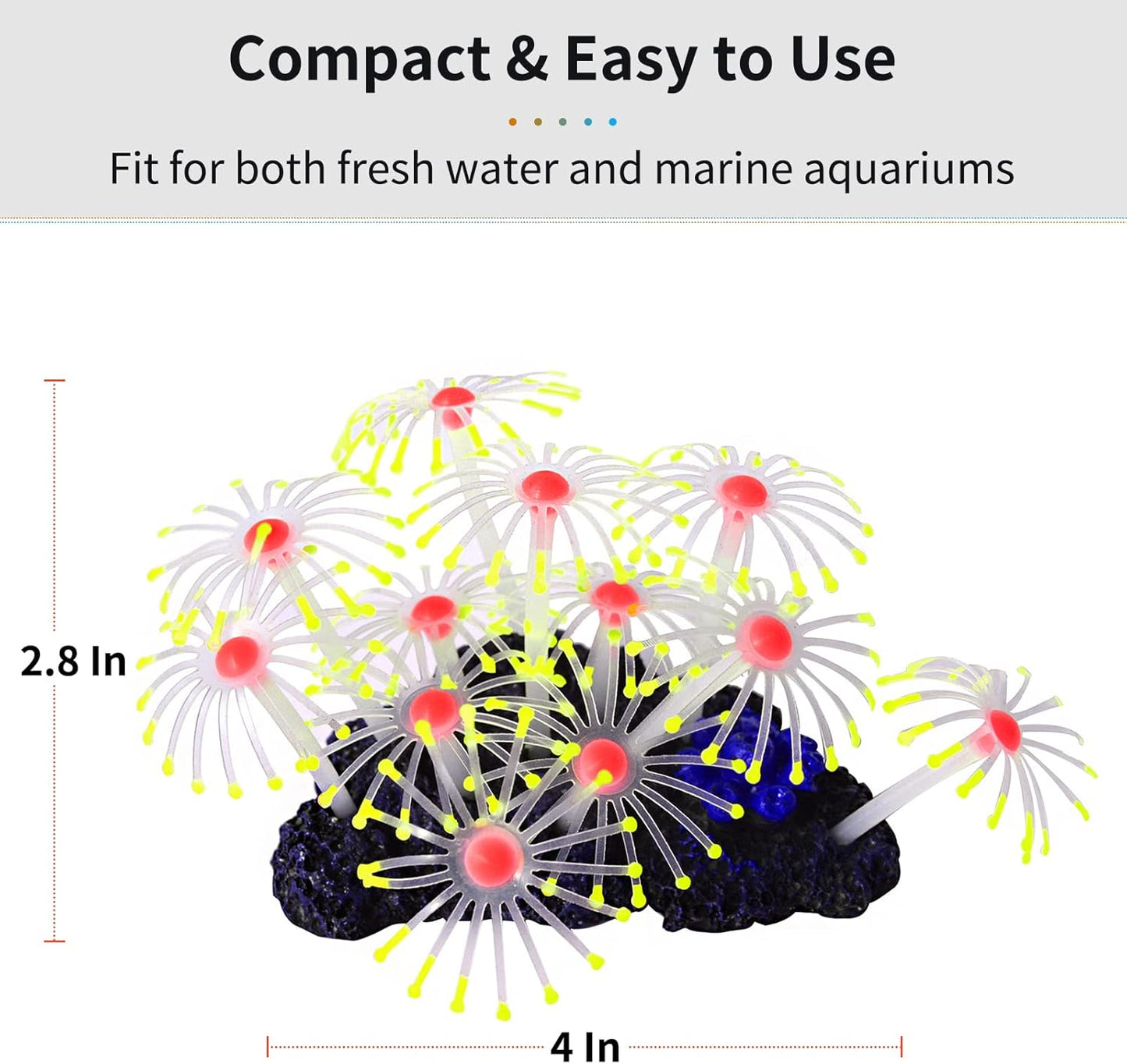 Glowing Effect Artificial Coral Plant for Fish Tank, Decorative Aquarium Ornament, Orange