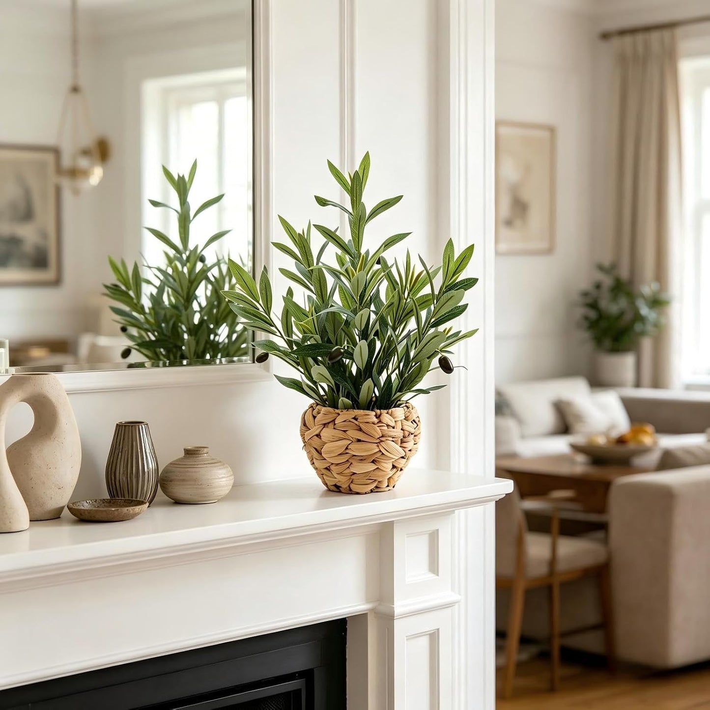 Fake Plants Artificial Indoor Succulents Home Office Decor | Artificial plants with rustic black clay planter ideal bathroom kitchen office farmhouse desk living room indoor decor